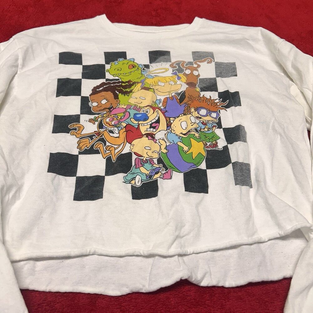 Nickelodeon Rugrats Crop Top L Cartoon Graphic Y2K Checkerboard - Picture 2 of 6